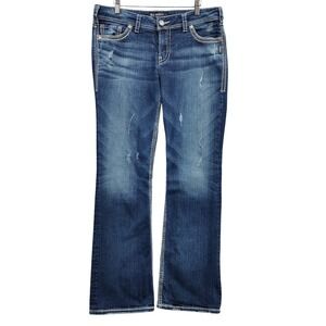 Silver Women Y2K Western Bootcut Suki 17" Jeans 33x33 *36x32 Blue Mid Rise Curvy